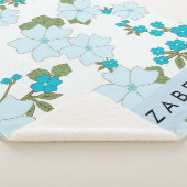 Blauwe bloemen, bloemenpatroon, Jouw naam Sherpa Deken (3/4)