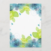 Blauwe bloemen bloemenspel bingo vrijgezellenfeest informatiekaartje (Achterkant)