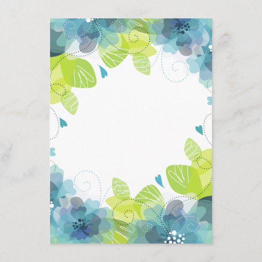 Blauwe bloemen bloemenspel bingo vrijgezellenfeest informatiekaartje (Achterkant)