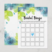 Blauwe bloemen bloemenspel bingo vrijgezellenfeest informatiekaartje (Voorkant / Achterkant)