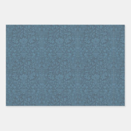 Blauwe bloemen  bloemmoorrispatronen inpakpapier vel