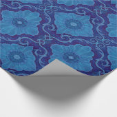 "Blauwe bloemen" bloemmotief, bohemisch patroon Cadeaupapier (Hoek)