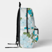 Blauwe bloemen, bloempatroon, patroon van bloemen bedrukte rugzak (Links)