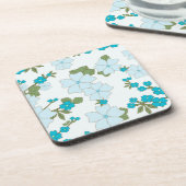 Blauwe bloemen, bloempatroon, patroon van bloemen bier onderzetter (Linkerzijde)