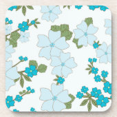 Blauwe bloemen, bloempatroon, patroon van bloemen bier onderzetter (Voorkant)