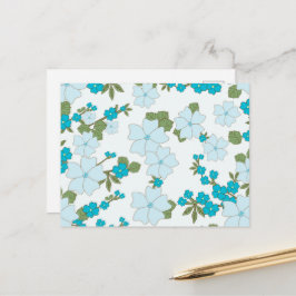 Blauwe bloemen, bloempatroon, patroon van bloemen briefkaart