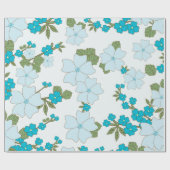 Blauwe bloemen, bloempatroon, patroon van bloemen cadeaupapier (Vlak)