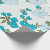 Blauwe bloemen, bloempatroon, patroon van bloemen cadeaupapier (Hoek)