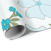 Blauwe bloemen, bloempatroon, patroon van bloemen cadeaupapier (Rol Hoek)