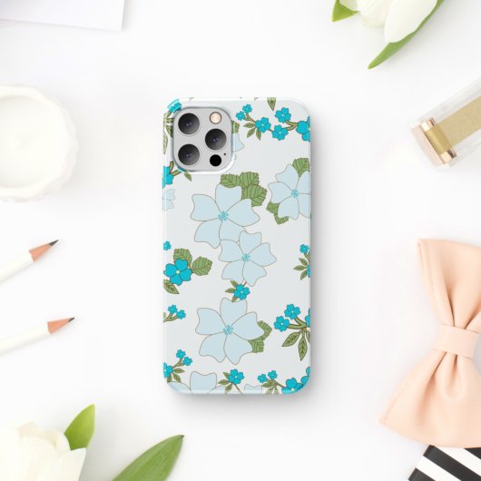 Blauwe bloemen, bloempatroon, patroon van bloemen Case-Mate iPhone case