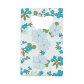 Blauwe bloemen, bloempatroon, patroon van bloemen creditkaart flessenopener (Voorkant)