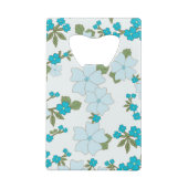 Blauwe bloemen, bloempatroon, patroon van bloemen creditkaart flessenopener (Achterkant)