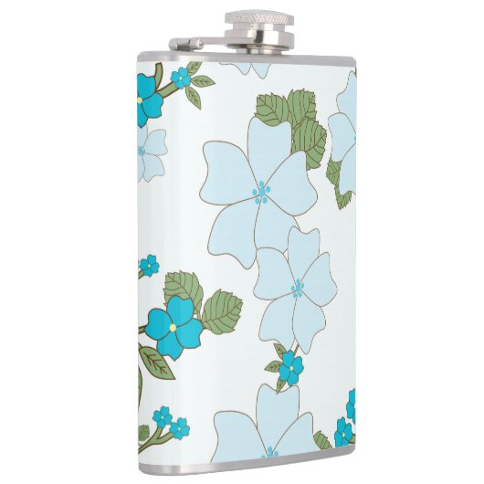 Blauwe bloemen, bloempatroon, patroon van bloemen heupfles (Rechts)