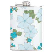 Blauwe bloemen, bloempatroon, patroon van bloemen heupfles (Voorkant)