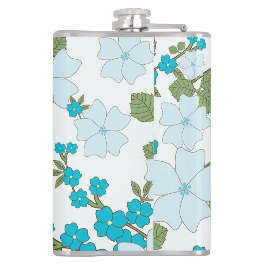 Blauwe bloemen, bloempatroon, patroon van bloemen heupfles (Achterkant)