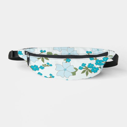 Blauwe bloemen, bloempatroon, patroon van bloemen heuptasje (Voorkant)