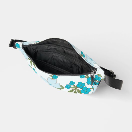 Blauwe bloemen, bloempatroon, patroon van bloemen heuptasje (Open)