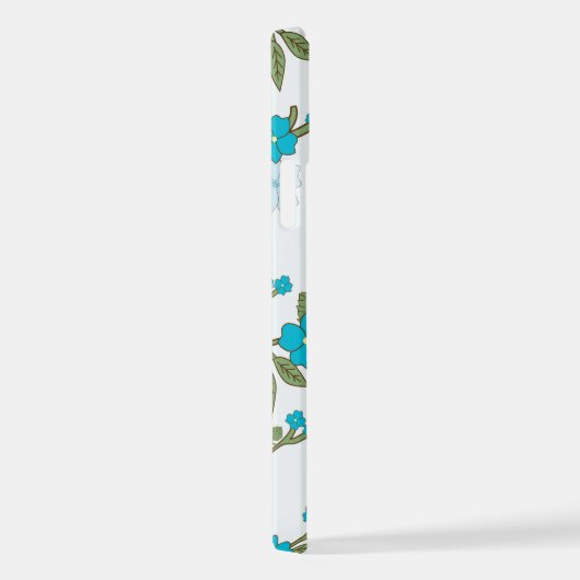 Blauwe bloemen, bloempatroon, patroon van bloemen iPhone hoesje (Rechterkant)