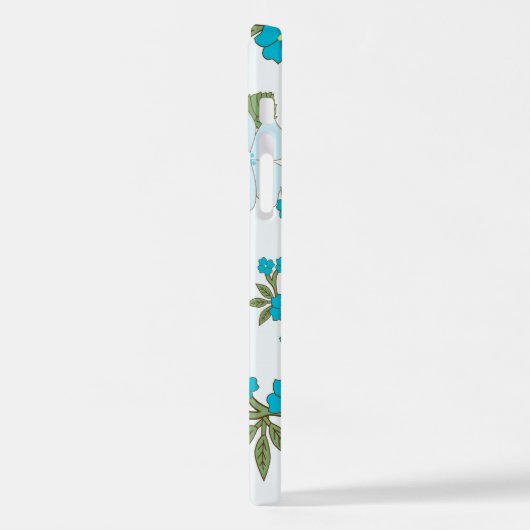 Blauwe bloemen, bloempatroon, patroon van bloemen iPhone hoesje (Linkerkant)