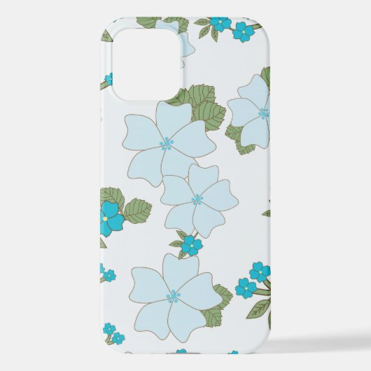 Blauwe bloemen, bloempatroon, patroon van bloemen iPhone hoesje (Achterkant)