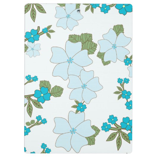 Blauwe bloemen, bloempatroon, patroon van bloemen klembord (Achterkant)