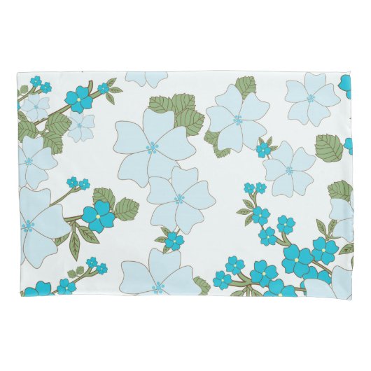 Blauwe bloemen, bloempatroon, patroon van bloemen kussensloop (Voorkant)