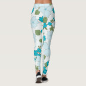Blauwe bloemen, bloempatroon, patroon van bloemen leggings (Achterkant)