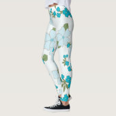 Blauwe bloemen, bloempatroon, patroon van bloemen leggings (Links)