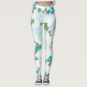 Blauwe bloemen, bloempatroon, patroon van bloemen leggings
