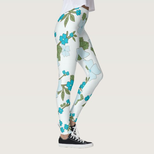 Blauwe bloemen, bloempatroon, patroon van bloemen leggings (Rechts)