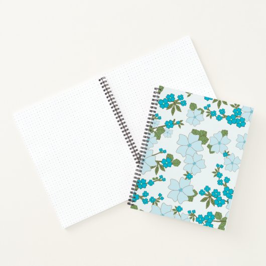 Blauwe bloemen, bloempatroon, patroon van bloemen notitieboek (Binnen)