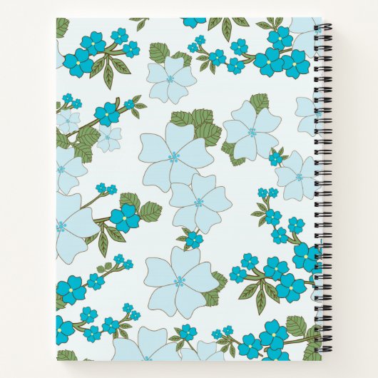 Blauwe bloemen, bloempatroon, patroon van bloemen notitieboek (Achterkant)