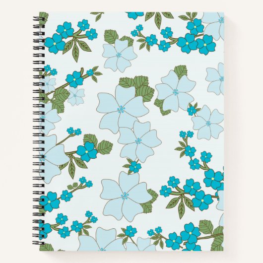 Blauwe bloemen, bloempatroon, patroon van bloemen notitieboek (Voorkant)