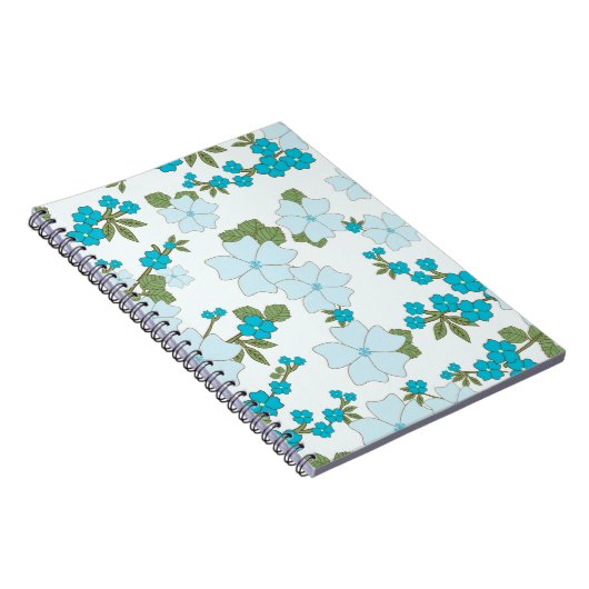 Blauwe bloemen, bloempatroon, patroon van bloemen notitieboek (Rechterzijde)