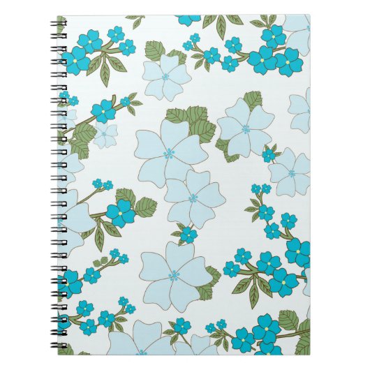 Blauwe bloemen, bloempatroon, patroon van bloemen notitieboek (Voorkant)
