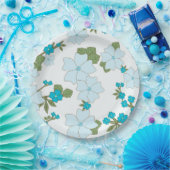 Blauwe bloemen, bloempatroon, patroon van bloemen papieren bordje (Feest)