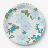 Blauwe bloemen, bloempatroon, patroon van bloemen papieren bordje (Voorkant)