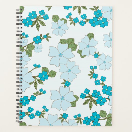 Blauwe bloemen, bloempatroon, patroon van bloemen planner (Voorkant)