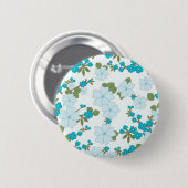 Blauwe bloemen, bloempatroon, patroon van bloemen ronde button 5,7 cm (Voorkant /achterkant)