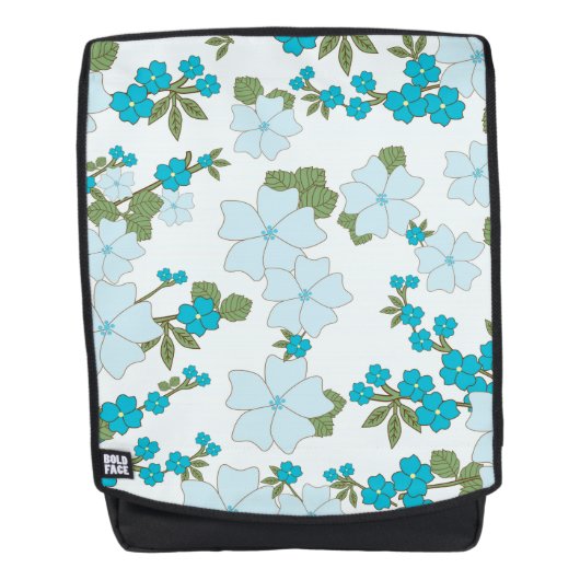Blauwe bloemen, bloempatroon, patroon van bloemen rugtassen (Voorkant)