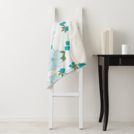 Blauwe bloemen, bloempatroon, patroon van bloemen sherpa deken