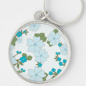 Blauwe bloemen, bloempatroon, patroon van bloemen sleutelhanger (Voorkant)