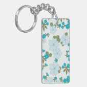 Blauwe bloemen, bloempatroon, patroon van bloemen sleutelhanger (Voorkant Links)