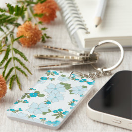 Blauwe bloemen, bloempatroon, patroon van bloemen sleutelhanger