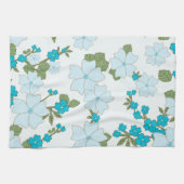 Blauwe bloemen, bloempatroon, patroon van bloemen theedoek (Horizontaal)