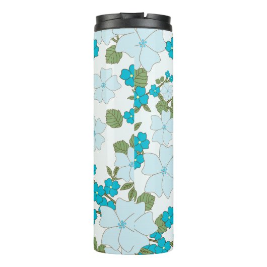 Blauwe bloemen, bloempatroon, patroon van bloemen thermosbeker (Achterkant)