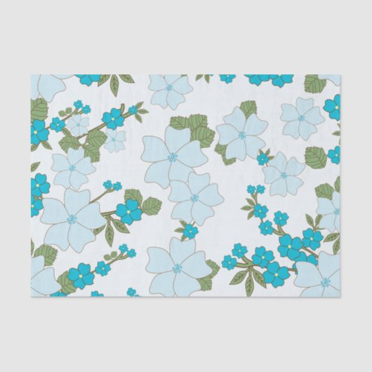 Blauwe bloemen, bloempatroon, patroon van bloemen tissuepapier (Voorkant)