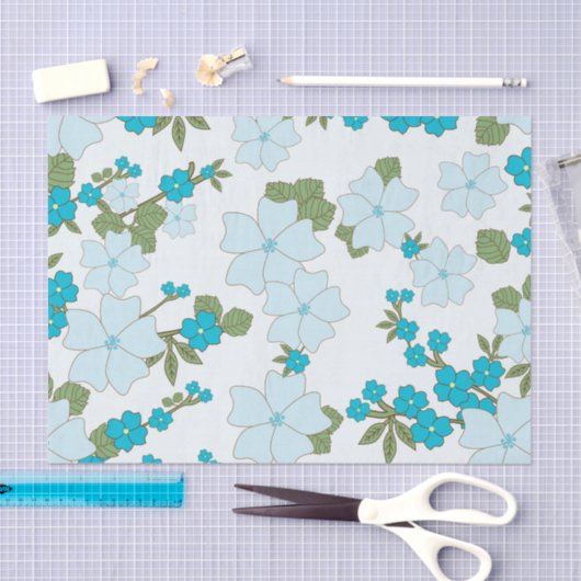 Blauwe bloemen, bloempatroon, patroon van bloemen tissuepapier (Craft)