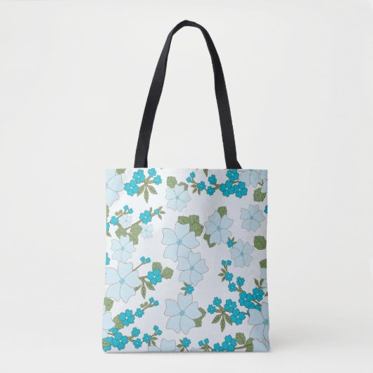 Blauwe bloemen, bloempatroon, patroon van bloemen tote bag (Voorkant)