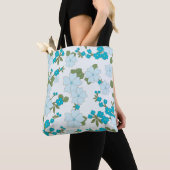 Blauwe bloemen, bloempatroon, patroon van bloemen tote bag (Dichtbij)